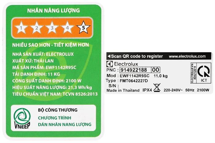 Máy Giặt Electrolux UltimateCare 900 Inverter 11 Kg EWF1142R9SC&nbsp;